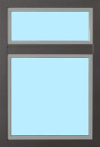 Außenansicht von einem Fensterrahmen aus Holz-Aluminium in dunkelgrau/anthrazit